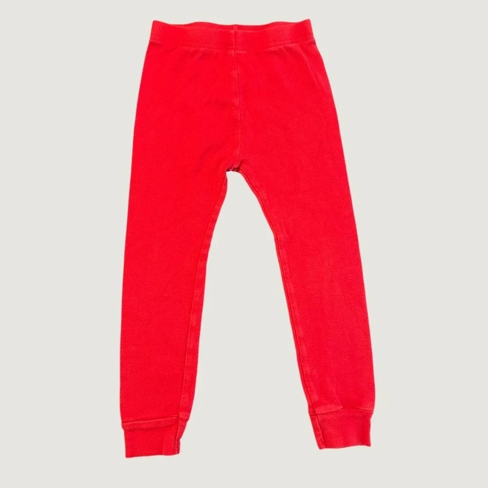 Old Navy Toddler Pajama Pants Red Snug Fit Leggings 4T Solid Red Cuffs 1503